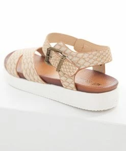 Brand Headquarters Desert Sand Snakeskin Crossover Strap Sandal Shoes
