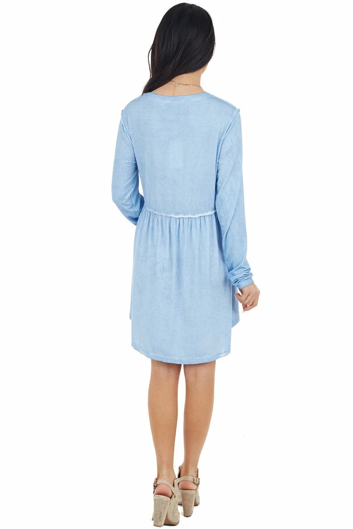 L Love Cornflower Blue Long Sleeve Dress With Raw Seam Details 14 L Love Cornflower Blue Long Sleeve Dress With Raw Seam Details