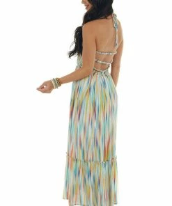 Davi & Dani Multicolor Striped Sleeveless Maxi Dress