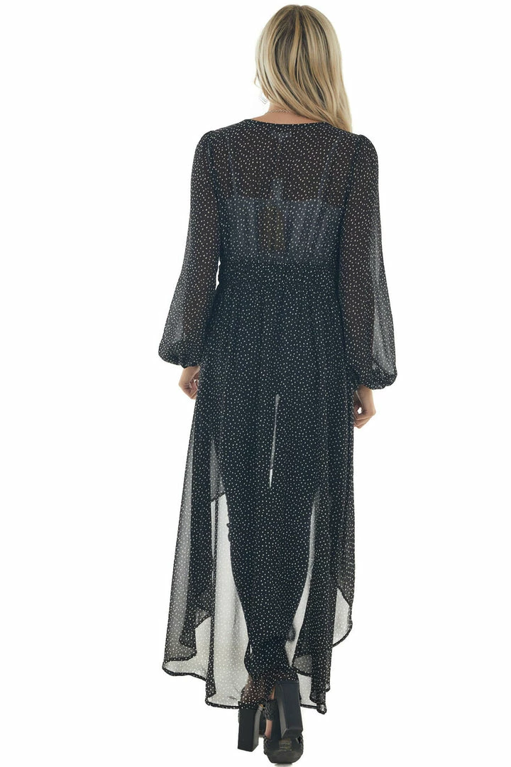 FSL APPAREL Tops Black And Cream Spotted Long Sleeve Kimono 8 FSL APPAREL Tops Black And Cream Spotted Long Sleeve Kimono