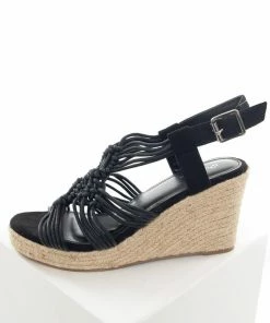 East Lion Corp. Shoes Black Woven Cord Espadrille Wedges