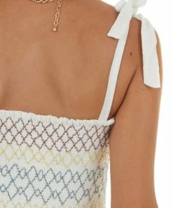 Paper Crane Off White Embroidered Sleeveless Cropped Top Tops 32 Paper Crane Off White Embroidered Sleeveless Cropped Top Tops