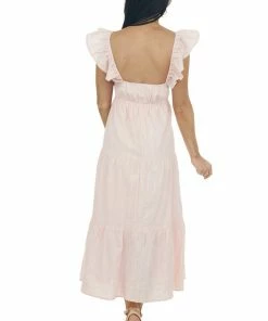 HYFVE Cherry Blossom Tiered V Neck Woven Midi Dress