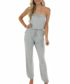 Eesome Dresses Steel Strapless Jumpsuit With Elastic Waist