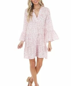 Shiying Fashion Blush Leopard Print Tiered Short Swing Dress Dresses 31 Shiying Fashion Blush Leopard Print Tiered Short Swing Dress Dresses