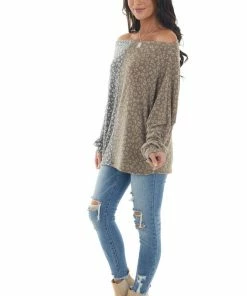 143 Story Light Walnut Leopard Print Colorblock Knit Top Tops 30 143 Story Light Walnut Leopard Print Colorblock Knit Top Tops