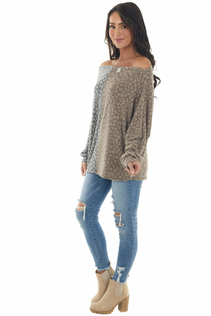 143 Story Light Walnut Leopard Print Colorblock Knit Top Tops 15 143 Story Light Walnut Leopard Print Colorblock Knit Top Tops