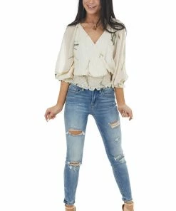 Lush Clothing Vanilla Woven Surplice Top With Abstract Leaf Details 26 Lush Clothing Vanilla Woven Surplice Top With Abstract Leaf Details