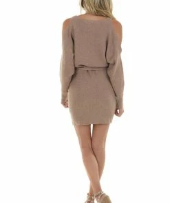 Bluivy Mocha Long Dolman Sleeve Dress With Cold Shoulder 12 Bluivy Mocha Long Dolman Sleeve Dress With Cold Shoulder