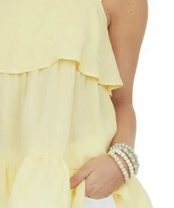 Entro Tops Lemon Woven Tank Top With Ruffle Details