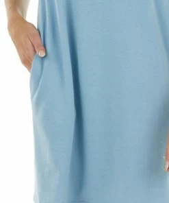 143 Story Powder Blue Dress With Side Pockets And Raw Seam Details Dresses 26 143 Story Powder Blue Dress With Side Pockets And Raw Seam Details Dresses