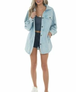 BiBi Baby Blue Acid Wash Oversized Shacket