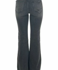 Risen Bottoms Vintage Black High Rise Raw Hem Flare Fit Jeans