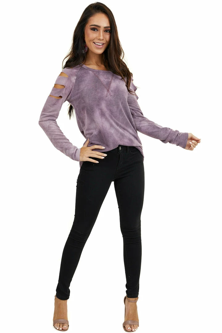7th Ray Lavender Tie Dye Long Sleeve Top With Laser Cut Out Details 17 7th Ray Lavender Tie Dye Long Sleeve Top With Laser Cut Out Details