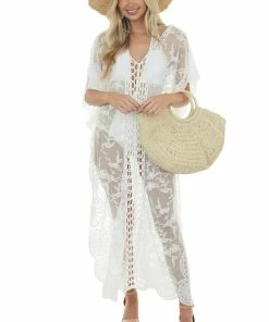 143 Story Ivory Crochet Detail Side Slit Mesh Cover Up Accessories 19 143 Story Ivory Crochet Detail Side Slit Mesh Cover Up Accessories