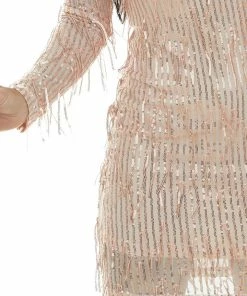 Sweet Lemon Dresses Rose Gold Sequin Embellished Bodycon Dress