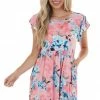 HEIMISH Watermelon Floral Short Dress With Pockets Dresses