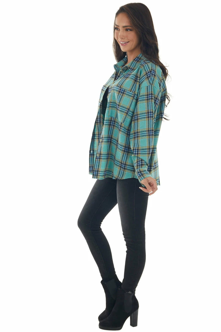 Fantastic Fawn Tops Mint Plaid Collared Chest Pocket Flannel 12 Fantastic Fawn Tops Mint Plaid Collared Chest Pocket Flannel