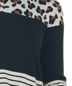 HEIMISH Black Colorblock Leopard Print Long Sleeve Top