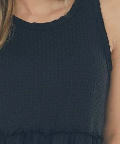 Entro Black Circle Texture Babydoll Knit Dress Dresses