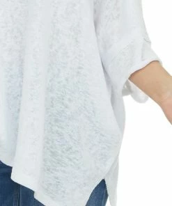 Charlotte Avery Tops Melange Off White Short Dolman Sleeve Knit Top