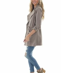Be Cool Light Taupe Suede Drawstring Trench Jacket Outerwear 32 Be Cool Light Taupe Suede Drawstring Trench Jacket Outerwear