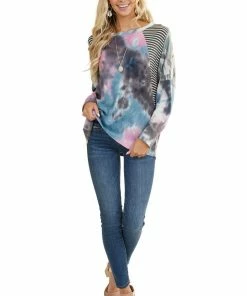Haptics Charcoal Multicolor Tie Dye Top With Multiprint Contrast 28 Haptics Charcoal Multicolor Tie Dye Top With Multiprint Contrast
