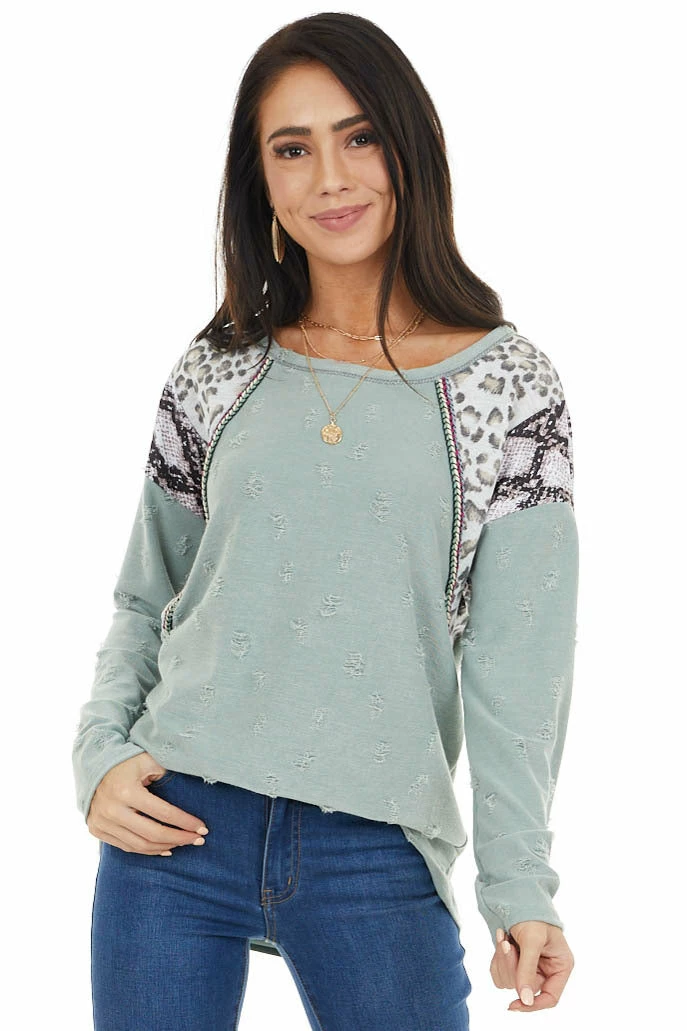 BiBi Sage Distressed Knit Top With Leopard And Snake Print 11 BiBi Sage Distressed Knit Top With Leopard And Snake Print