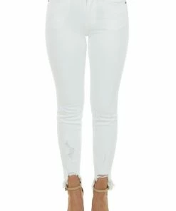KanCan White High Rise Shark Bite Hem Skinny Jeans Bottoms 21 KanCan White High Rise Shark Bite Hem Skinny Jeans Bottoms