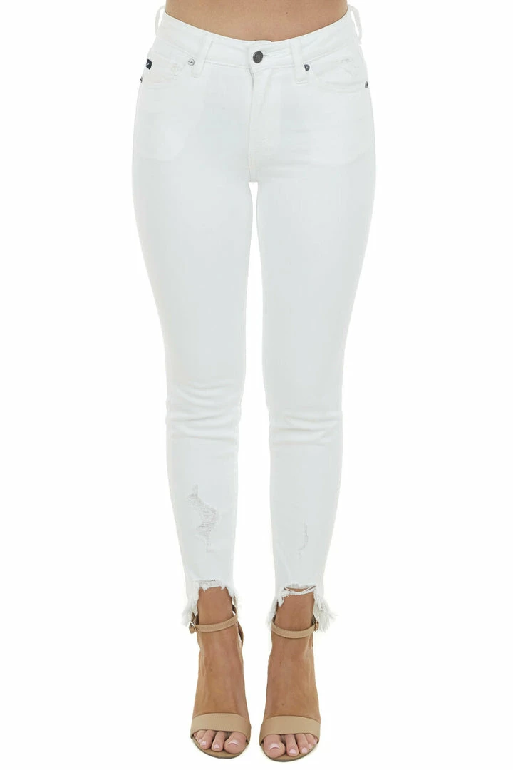 KanCan White High Rise Shark Bite Hem Skinny Jeans Bottoms 12 KanCan White High Rise Shark Bite Hem Skinny Jeans Bottoms