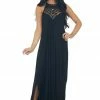 CY Fashion Dresses Midnight Black Sleeveless Maxi Dress With Front Lace Detail