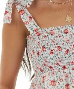 Lush Clothing Tops Pearl Floral Print Smocked Top With Tie Straps 15 Lush Clothing Tops Pearl Floral Print Smocked Top With Tie Straps