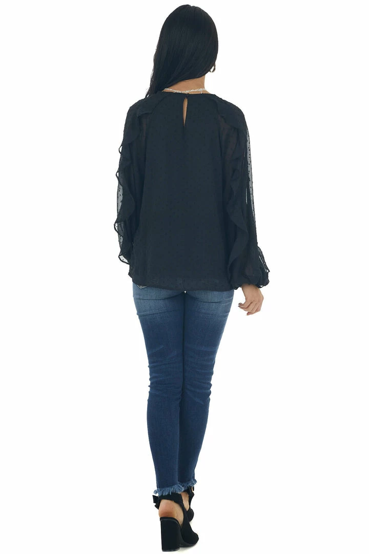 Flying Tomato Tops Black Swiss Dot Peasant Sleeve Woven Blouse 18 Flying Tomato Tops Black Swiss Dot Peasant Sleeve Woven Blouse