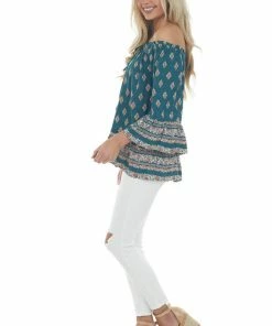 Nostalgia Pine Green Floral Print Blouse With Tie Detail