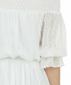 Bluivy Ivory Off The Shoulder Swiss Dot Short Dress