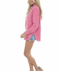 143 Story Watermelon Washed French Terry Shirt Jacket 25 143 Story Watermelon Washed French Terry Shirt Jacket