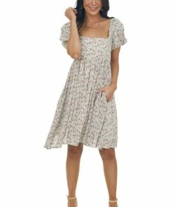Sweet Lemon Dresses Vanilla Ditsy Floral Square Neck Short Dress 27 Sweet Lemon Dresses Vanilla Ditsy Floral Square Neck Short Dress
