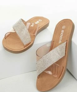 FORTUNE DYNAMIC Sepia And Rhinestone Criss Cross Strap Sandals