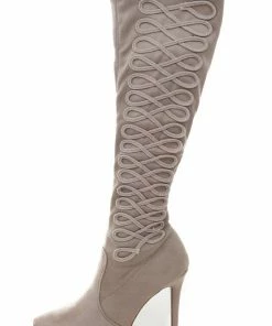 East Lion Corp. Faded Tea Rose Heel Boots With Braided Detail Shoes