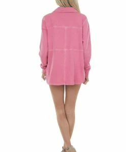 143 Story Watermelon Washed French Terry Shirt Jacket 26 143 Story Watermelon Washed French Terry Shirt Jacket