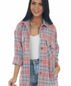 Lime 'N' Chili Punch Plaid Button Up Long Sleeve Shirt Jacket