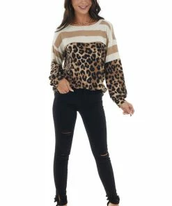 Hailey & Co Tops Latte Colorblock Long Puff Sleeve Knit Top 31 Hailey & Co Tops Latte Colorblock Long Puff Sleeve Knit Top