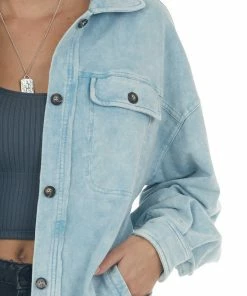 BiBi Baby Blue Acid Wash Oversized Shacket