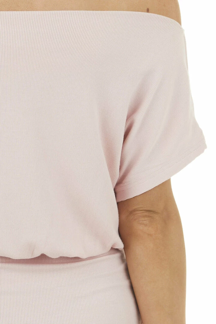 Main Strip Dresses Blush Pink Short Dolman Sleeve Boat Neck Ribbed Short Dress 17 Main Strip Dresses Blush Pink Short Dolman Sleeve Boat Neck Ribbed Short Dress