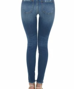 KanCan Medium Wash Distressed Mid Rise Skinny Jeans