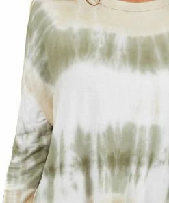 FSL APPAREL Sage And Oatmeal Tie Dye Soft Knit Top With Long Sleeves Tops 32 FSL APPAREL Sage And Oatmeal Tie Dye Soft Knit Top With Long Sleeves Tops