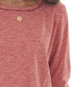 BiBi Melange Ruby Long Sleeve Thumb Hole Knit Top Tops 27 BiBi Melange Ruby Long Sleeve Thumb Hole Knit Top Tops