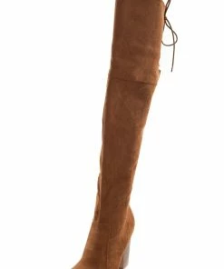 Intouch Footwear Sepia Faux Suede Lace Up Back Tall Boots Shoes