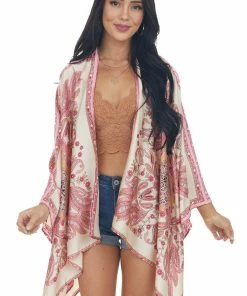 Entro Punch Paisley Print Handkerchief Hem Kimono