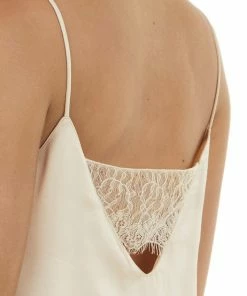 Davi & Dani Dresses Peach Spaghetti Strap V Neck Slip Dress With Lace Detail 31 Davi & Dani Dresses Peach Spaghetti Strap V Neck Slip Dress With Lace Detail